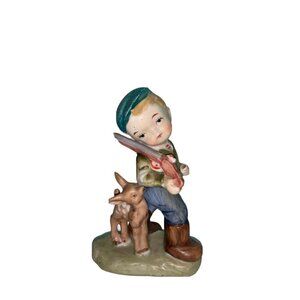 Vintage Wales Japan Boy Going Off‎ To Hunt With Deer Following  Figurine